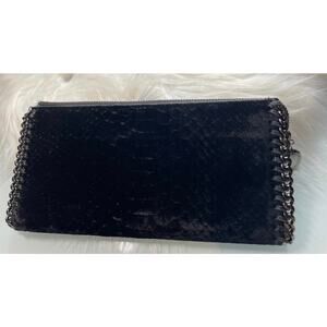 Stella McCartney fallabella black velvet python wallet